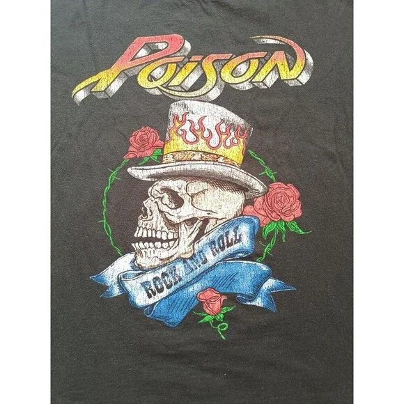 Poison Rock Band T-Shirt Men's Large Black Short Sleeve - Picture 2 of 6